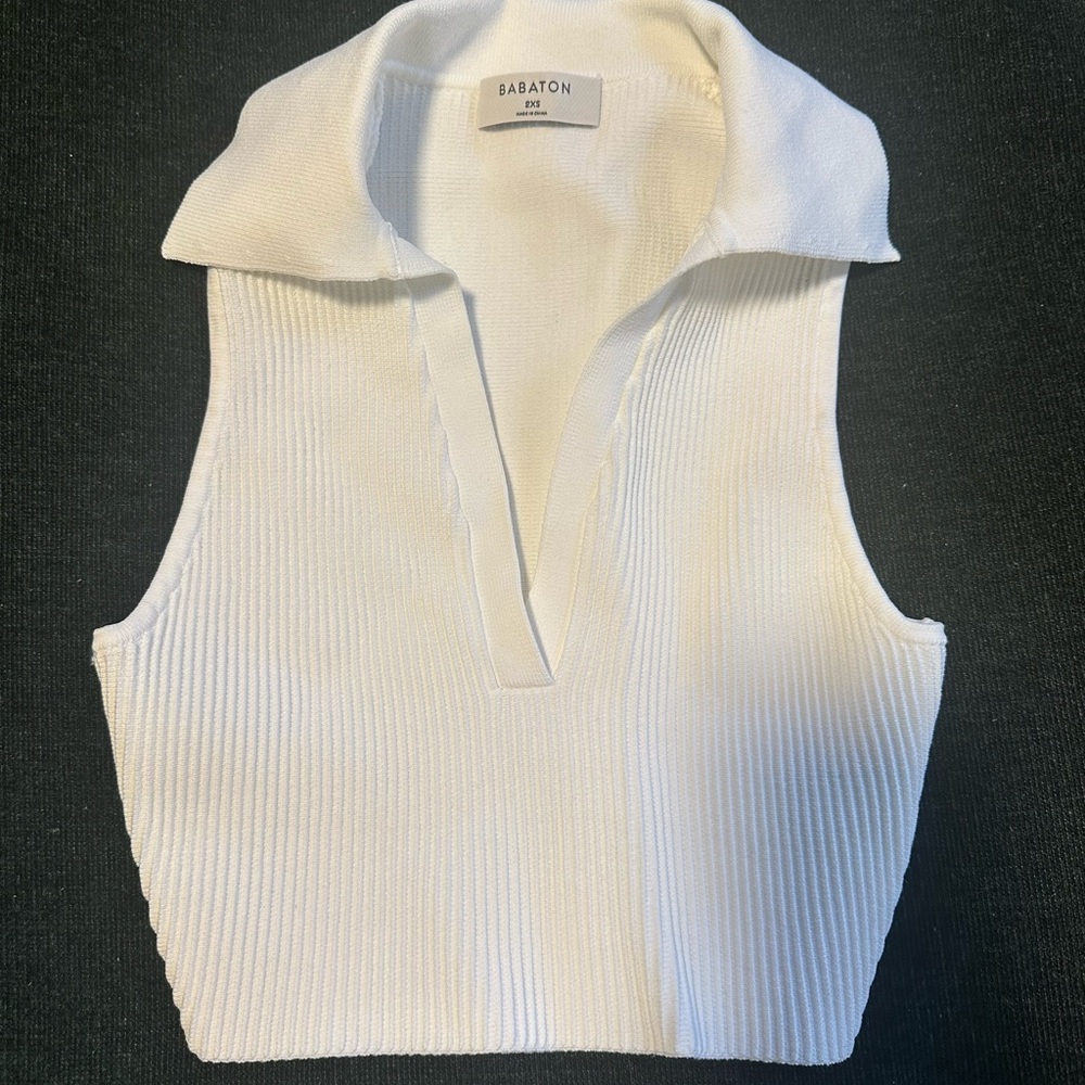 Aritzia crop- white collared